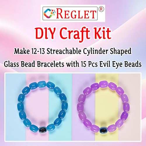 Image of 15 Pcs Evil Eye Beads + 215 Pcs Cylinder Glass Beads for Jewellery Making Kit - Glass Beads for Bracelet Making Kit - Bead Craft - 8 * 11 mm