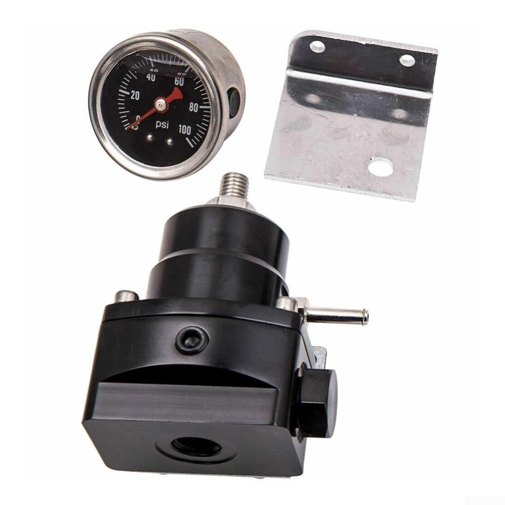 Régulateur Pression Carburant Réglable Kit 6AN avec Manomètre(Black)