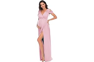 Maternity Off Shoulder V Neck Maxi Dress for Photography and Baby Showers