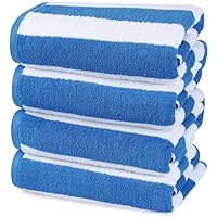 Utopia Towels Cabana Stripe strandhanddoeken (76 x 152 cm) - 100% ringgesponnen katoen, grote badhanddoeken, zachte en sneldrogende badhanddoeken (pak van 4) (blauw, groen, oranje en geel