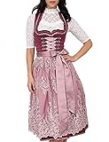 Krüger Collection Damen Dirndl Lucinda mit Spitzenschürze 19977 - Bordeaux Rosa 70cm Gr. 34