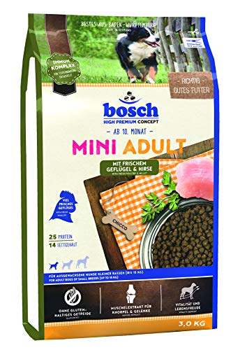 Bosch HPC Mini Adult mit Lamm & Reis | Hundetrockenfutter für ausgewachsene Hunde, 1 x 15 kg & HPC Mini Adult mit frischem Geflügel & Hirse | Hundetrockenfutter für ausgewachsene Hunde, 1 x 3 kg