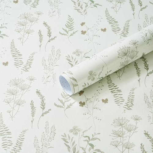 Timeet 44 x 300 cm samoprzylepna tapeta liść, zielona folia do mebli, samoprzylepna folia winylowa, papier ścienny, wodoodporna tapeta samoprzylepna do sypialni, salonu, kuchni, na ścianę, meble