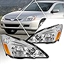 (Pair) Headlight Assembly Compatible with Honda Accord 03-07 | Headlamps with Chrome Housing Amber Corner