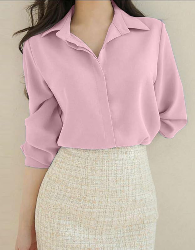 Image of Women's Regular Fit Korean Style Shirts | Stylish Western Shirt with Concealed Placket | Casual & Office Wear Shirt for Women