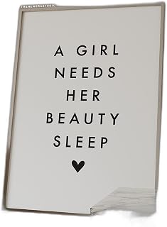The New Era Studio 'A Girl Needs Her Beauty Sleep' Black & White Motivational Wall Art Poster