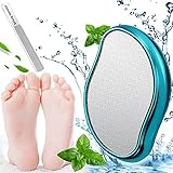 Hornhautentferner, 2 in1 Hornhautfeile Nano Glas Hornhautraspel Nass & Trocken Fussfeile Fußpflege set Fußpflegegerät Pedicure set Hühneraugen Entfernen Hochwirksame (Geschenk Nagelfeile)