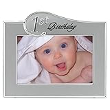 Malden 1st Birthday Two Tone, 4 x 6 inch Picture Frame, Sliver