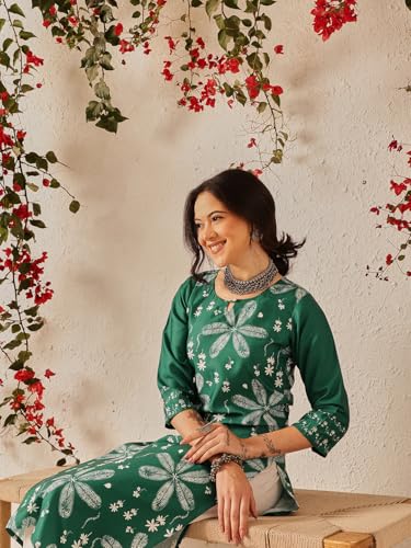 Image of Amazon Brand - Anarva Women's Cotton Printed Straight Kurti