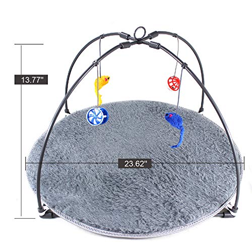 Winsterch Cat Toys Interactive Activity Center Play Mat with Hanging Toy Balls,Cat Kitten Bed Toys (23.62''x 23.62''x 13… - Image 3
