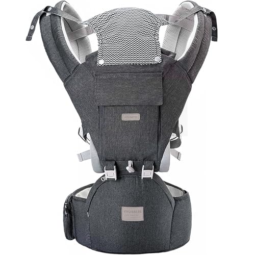 Baby-Carrier-Newborns-to-Toddler-7-45-lbs-All-Seasons-Foldable-Baby-carriers-Front-and-Back-with-Hip-Seat-Lumbar-Support-for-Outdoor-HikingDark-Grey