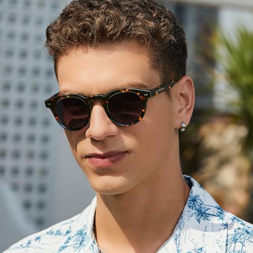 Image of CARFIA Retro Sunglasses for Men Polarized UV400 Protection, Cool Round Acetate Fashion Shades