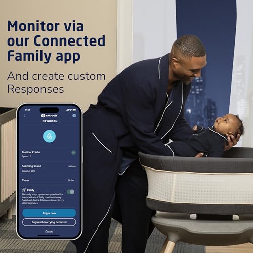 Maxi-Cosi Starling Smart Bassinet, CryAssist AI Cry Translation, 5 Rocking Motions, Cozy Mattress Pad, Machine-Washable Cover, Built-in Bluetooth Speaker, Onyx Heritage, Baby Bassinet Rocking - image 9