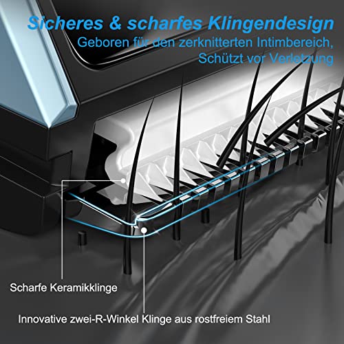 Intimrasierer Mann, Kibiy Elektrischer Körperrasierer Herren mit LED-Licht und Spiegel, IPX7 Wasserdichter Körperhaartrimmer, Profi Bodygroomer mit Keramikklinge und Schutzkamm, Wiederaufladbar - Image 3