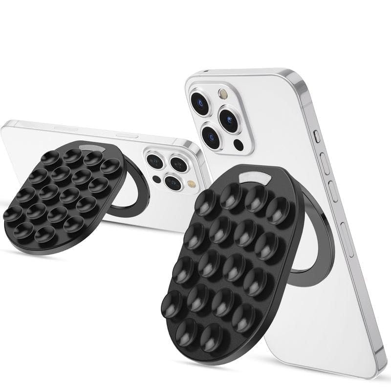 3-in-1 Suction Cup Phone Grip Stand for Smartphones Black Reusable Adhesive Phone Holder Strong Vacuum Suction Mount Adjustable Hands Free Kickstand Compatible-image-21