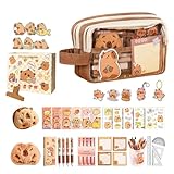Charme Ludique de Fournitures: La collection de fournitures Capybara met en valeur des designs et inclut un porte-clés en peluche avec des autocollants de personnages, favorisant l'expression personnelle chez les jeunes utilisateurs et apportant une énergie délicieuse aux salles de classe, bureaux ou projets créatifs grâce à un style engageant et léger, pour des moments de créativité et de plaisir au quotidien.