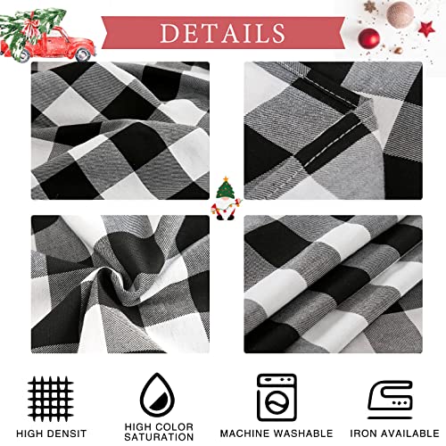 Mokohouse Buffalo Plaid Tablecloth 56 X 84 Inch Black White Checkered Rectangle Fabric Table Cloth Fall Thanksgiving Table Cover #TOP2
