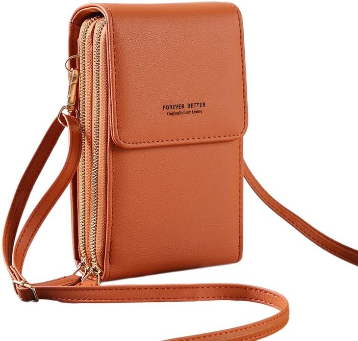 Anti-Theft Leather Bag RFID Block Phone Purse Crossbody for Women Touchscreen Mini Phone Purse Crossbody Bag