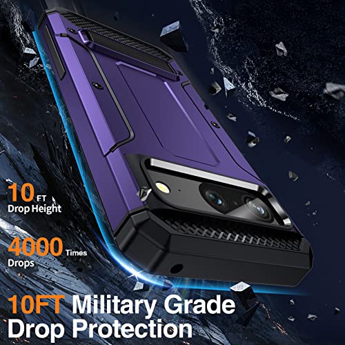 Coque Google Pixel 8 violette BAISRKE avec protection écran et béquille