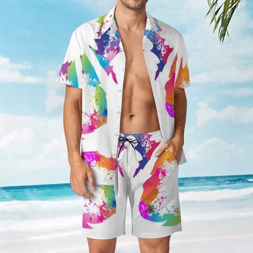 Chemise Hawaïenne Hommes Ensemble pour Éviter la Chaleur, Short et Pantalon de Plage Confort S - 2