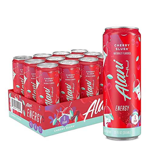 Alani Nu CHERRY SLUSH Ice Sugar Free, Low Calorie Energy Drinks | 200mg Caffeine | Antioxidants | Biotin, B Vitamins | Zero Sugar | 15 Calories or Less | 12 Oz Cans | 12 Count