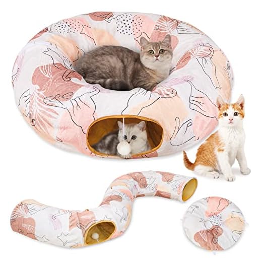 Cat Tunnel Bed, Cat Tunnels Cat Toys for Indoor Cats S-Shape Cat Tube and Cat Donut Tunnel Cave Large Cat Toys Interactive Cat Stuff Supplies