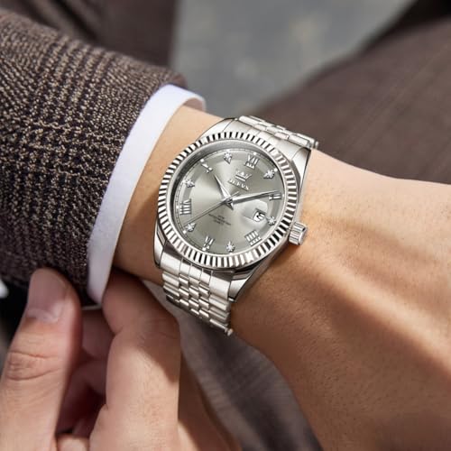 Image of OLEVS Classic Mens Watch Diamond Analog Luxury Watches Stainless Steel Waterproof Date Two Tone Luminous Watch for Men