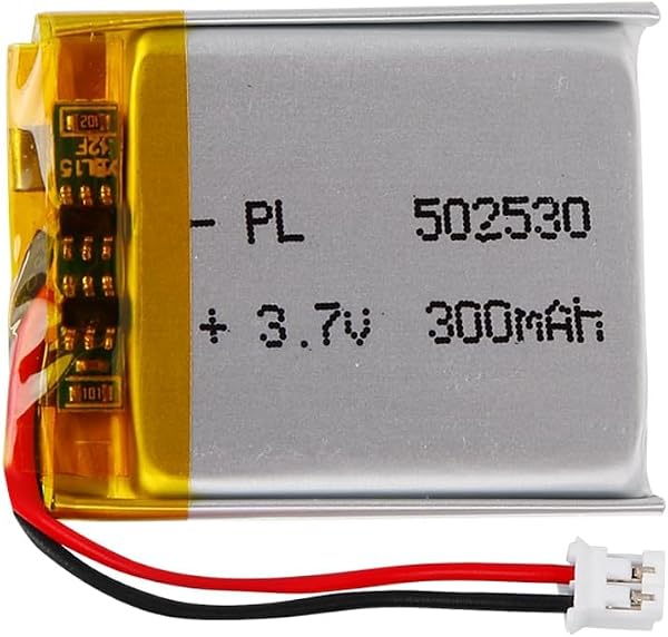3.7V Lipo battery, 3.7V 300mAh 502530 Lithium Polymer Ion with 2P-PH connection with 2.0 mm pitch - 1