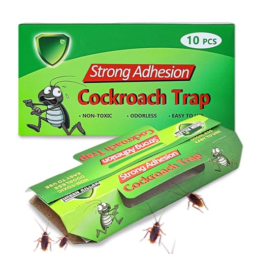 10 Piezas Trampas Cucarachas,Trampa Adhesivas para Cucarachas Extra-Fuertes,Ideal Para Casa, Cocina, Garaje y Despensa