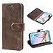 Produktbild Mulbess Handyhülle für Samsung Galaxy S6 Hülle, Leder Flip Case Schutzhülle für Samsung Galaxy S6 Tasche, Vintage Braun