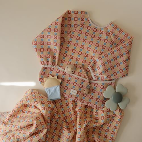 Image of mushie Muslin Baby Swaddle Blanket | 100% Organic Cotton (Happy Flowers Check)