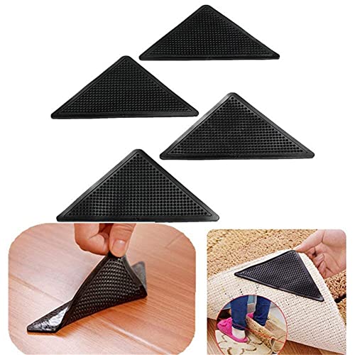 Amazing tools living Rug Gripper - Meijuner 4pcs/Set Reusable Washable Rug Carpet Mat 725 Grippers Anti Skid Corners Pad Non Slip Silicone Grip for Home Bathroom