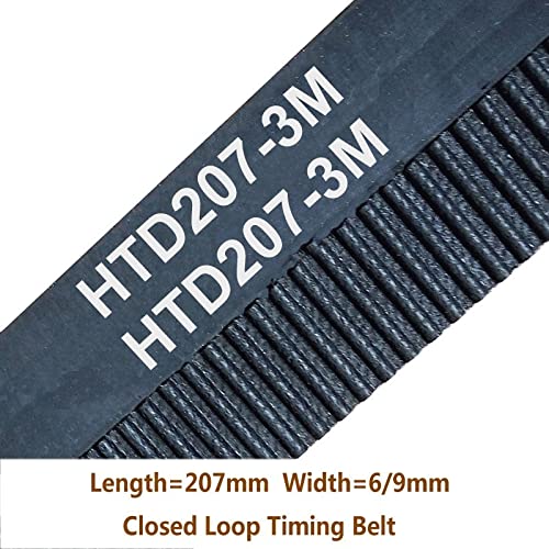 ZHENGGUIFANG Premium HTD207-3M Arc Timing Belt Length 207mm Teeth 69 Width 6mm 9mm 15mm Rubber Closed-Loop HTD Pulley (Number of Pcs : 2kits, Width : 15mm)