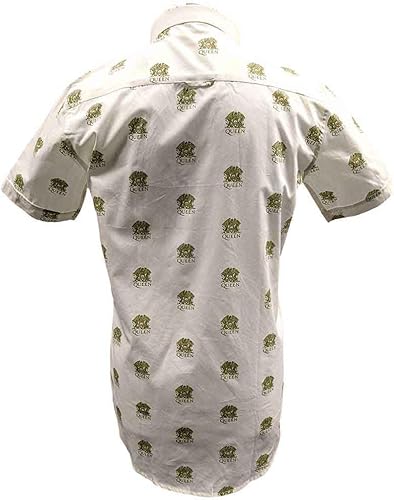 Queen Shirt Classic Crest Band Logo All Over Print Nouveau Officiel Homme Blanc 