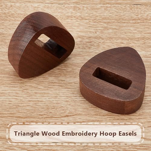 Image of OLYCRAFT 4Pcs Wooden Embroidery Hoop Display Stand 1.9cm Thick Embroidery Hoop Wooden Base Triangle Wood Embroidery Hoop Easels Embroidery Cross Stitch Stand Decor for DIY Craft Projects Display