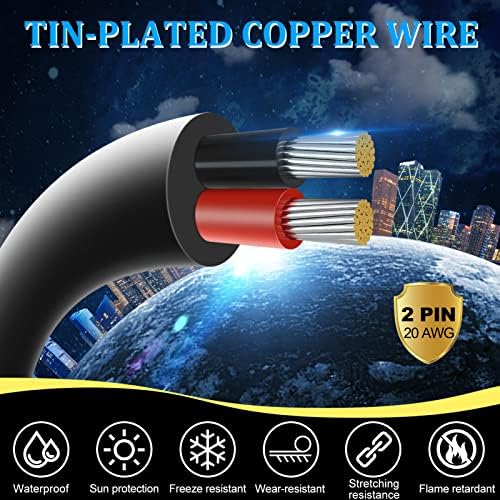 DEKIEVALE 20 Gauge 2 Conductor Electrical Wire, 65.6FT Black Stranded Low Voltage 20/2 Cable PVC Case, 20 AWG Tinned Copper 2 Wire Cable, Flexible Extension Power Cord for LED Strips Lamp Lighting - 1