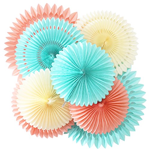 Benvo Party Hanging Fans Peach Cream Tissue Paper Fan Party Decorations for Birthday Bridal Showers Baby Showers Graduation Events Wedding Party Accessories, Set of 8