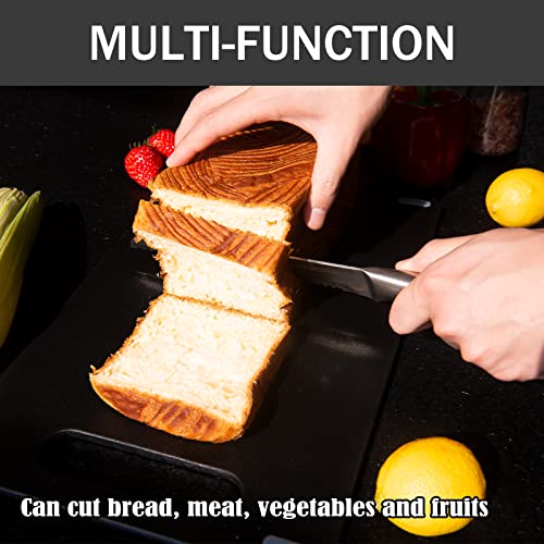 Palaxe Plastic Cutting Boards For Kitchen Non-Slip With Silicon Feet, Dishwasher Safe Thick Chopping Boards, Grip Handle, Rubber, Easy To Clean For Kitchen, Family, Outdoors(Black B) #TOP6