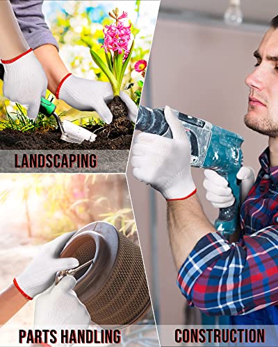 Satinior 36 Pairs Hand Work Gloves White Cotton Liners Gloves Safety Work Gloves Liners Men Women Cotton Bbq Gloves (Red Edging), One Size #TOP5