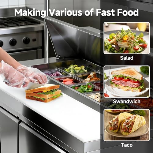 Image of BODEGACOOLER 48 inch W Sandwich Prep Table Refrigerator, 14.27 Cu. Ft Refrigerated Salad Bar Station, 2 Door Commercial Salad Pizza Refrigerator with 12*1 /6 Pans for Restaurant,Buffet,Bakery,Shop