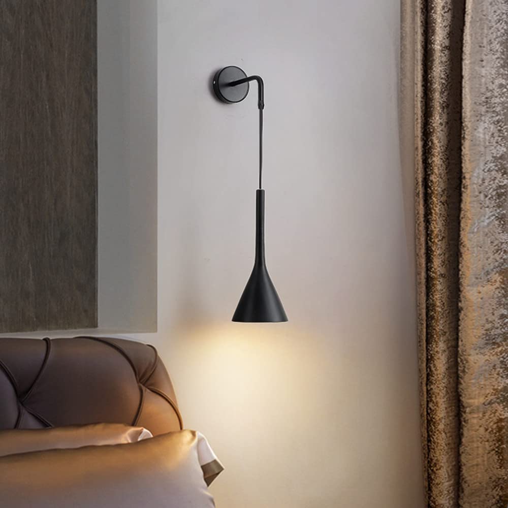 Bedside Wall Lamp Dining Room Bedroom Nordic Corridor Background Wall Lamp Master Bedroom Study Long Line Small Chandelier Stair Lamp Lamp (Black)