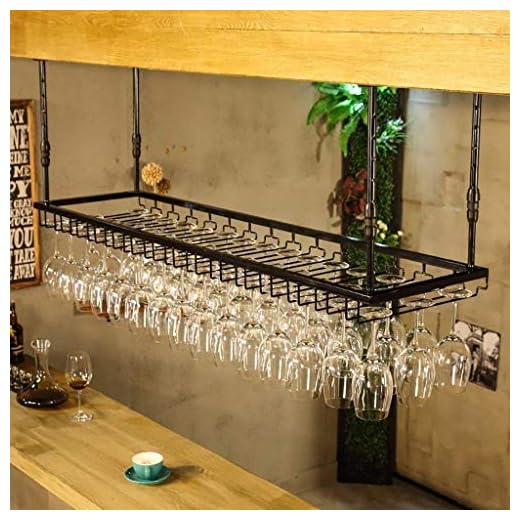Vinglasställ upp och ner hemma Barbord Vinställ Dekoration Bägare Rack Hängande Förvaring (Färg: Svart, Storlek: 120 CM)