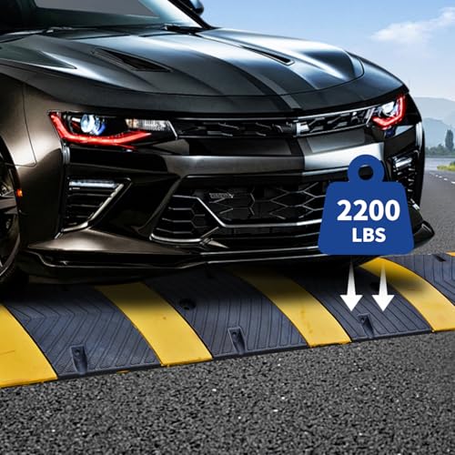 Image of BESEA 72 inch Rubber Speed Bumps for Driveway, Heavy Duty 22000 LBS