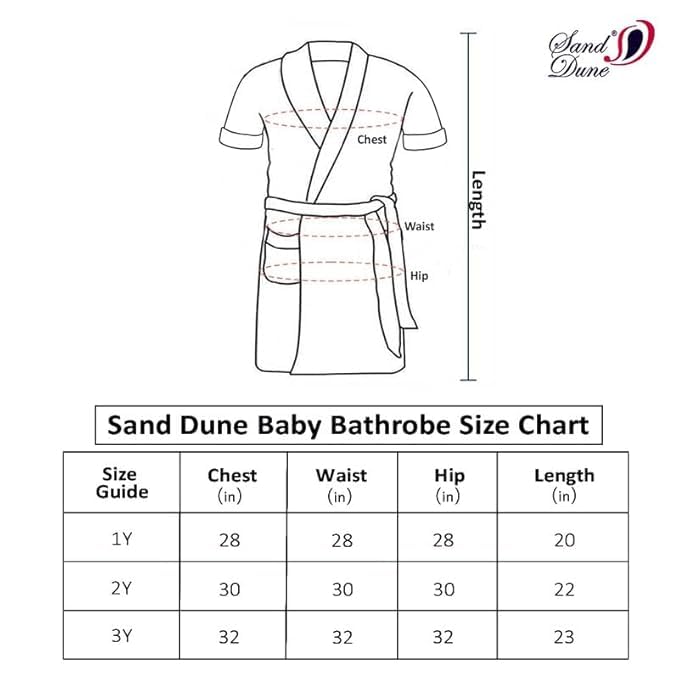 SAND DUNE Kids Baby Girls Bathrobe | Terry Cotton Bathrobe Gown | Half Sleeves | Knee Length | Pocket with Waist Belt | Baby Girls Bathrobe - 1 to 4 Years Age 4