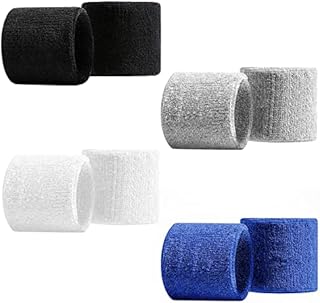 8 Pack Sports Wristbands Men Women Sweatbands Wrist Absorbent for Gym Sports Tennis Running Exercise Basketball Moisture Wicking 3.15 x 3.15 inches