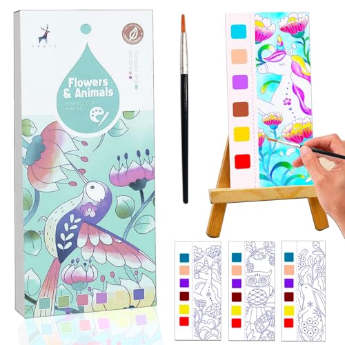 Moguri Juegos de acuarela para niños, bolsas de acuarela, libros para colorear de acuarela, libros para colorear para niños de 4 a 8 años, colorear limpiamente, regalos de manualidades para niños