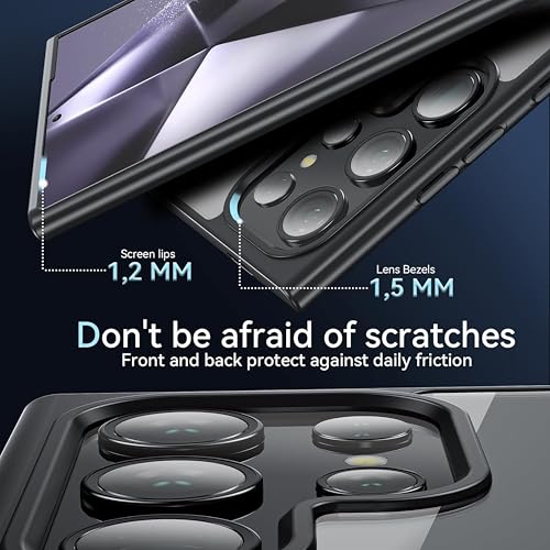 Image of ArmourPro MagSafe Compatible Case for Samsung Galaxy S24 Ultra, Magnetic Wireless Charging Back Cover with Clear Back, Flexible TPU Bumper, Camera Protection | Grey