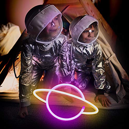 XIYUNTE Planet Neon Light White/Pink Led Signs Wall Decor, Battery or USB Operated Planet Lamp Blue Planet Neon Signs Light up for Home,Kids Room,Bar,Festive Party,Christmas,Wedding