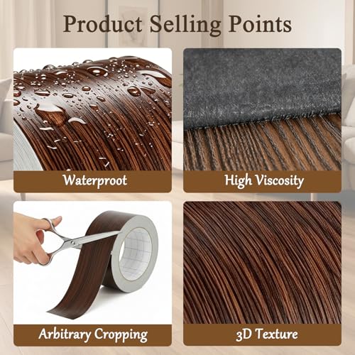 Image of GSCIT Club Brown Walnut Wallpaper, 2.4 inch X 15ft Self Adhesive Wood Grain Repair Tape Walnut Repair Patch for Tables, Chairs, Baseboards, Doors, Windows, Floors, Handicraft DIY.