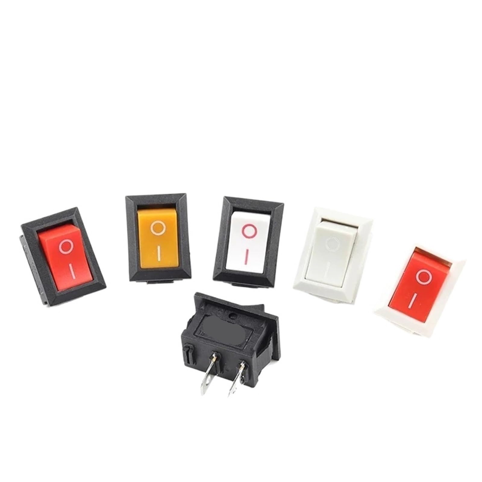 5 Piezas Interruptor Basculante De 2 Pines 21X15mm Alimentación Posiciones 6A/250VAC(Red Black)